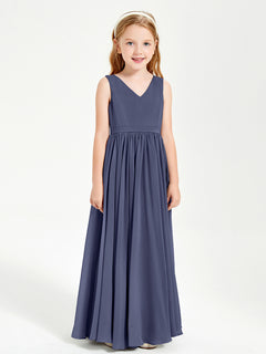 Chic Elegant Sleeveless Dresses for Junior Bridesmaids Stormy