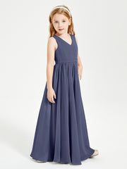 Chic Elegant Sleeveless Dresses for Junior Bridesmaids Stormy