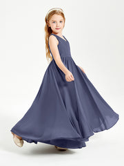 Chic Elegant Sleeveless Dresses for Junior Bridesmaids Stormy