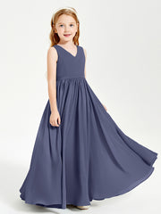 Chic Elegant Sleeveless Dresses for Junior Bridesmaids Stormy