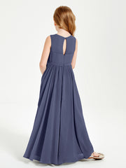 Chic Elegant Sleeveless Dresses for Junior Bridesmaids Stormy