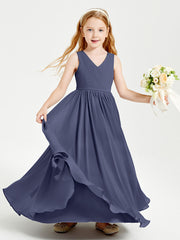 Chic Elegant Sleeveless Dresses for Junior Bridesmaids Stormy