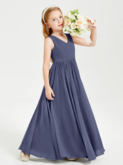 Chic Elegant Sleeveless Dresses for Junior Bridesmaids Stormy