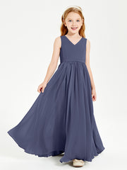 Chic Elegant Sleeveless Dresses for Junior Bridesmaids Stormy
