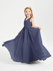 Chic Elegant Sleeveless Dresses for Junior Bridesmaids Stormy