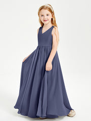 Chic Elegant Sleeveless Dresses for Junior Bridesmaids Stormy