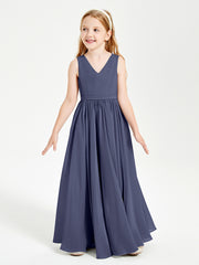 Chic Elegant Sleeveless Dresses for Junior Bridesmaids Stormy