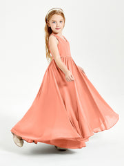 Chic Elegant Sleeveless Dresses for Junior Bridesmaids Sunset