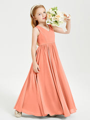 Chic Elegant Sleeveless Dresses for Junior Bridesmaids Sunset