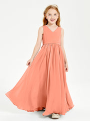 Chic Elegant Sleeveless Dresses for Junior Bridesmaids Sunset