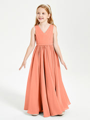 Chic Elegant Sleeveless Dresses for Junior Bridesmaids Sunset