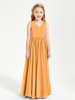 Chic Elegant Sleeveless Dresses for Junior Bridesmaids Tangerine