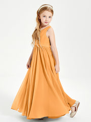 Chic Elegant Sleeveless Dresses for Junior Bridesmaids Tangerine