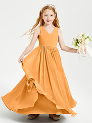 Chic Elegant Sleeveless Dresses for Junior Bridesmaids Tangerine
