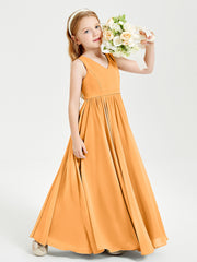 Chic Elegant Sleeveless Dresses for Junior Bridesmaids Tangerine