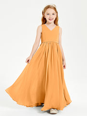 Chic Elegant Sleeveless Dresses for Junior Bridesmaids Tangerine