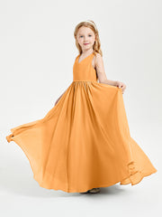 Chic Elegant Sleeveless Dresses for Junior Bridesmaids Tangerine