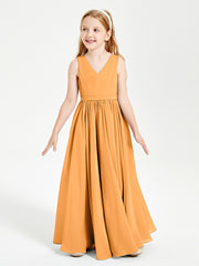 Chic Elegant Sleeveless Dresses for Junior Bridesmaids Tangerine