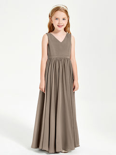 Chic Elegant Sleeveless Dresses for Junior Bridesmaids Taupe