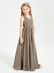 Chic Elegant Sleeveless Dresses for Junior Bridesmaids Taupe