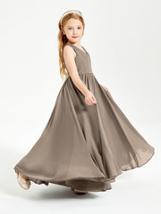 Chic Elegant Sleeveless Dresses for Junior Bridesmaids Taupe