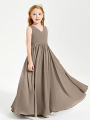 Chic Elegant Sleeveless Dresses for Junior Bridesmaids Taupe