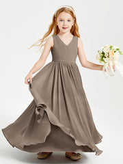 Chic Elegant Sleeveless Dresses for Junior Bridesmaids Taupe