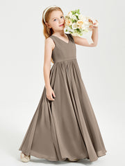 Chic Elegant Sleeveless Dresses for Junior Bridesmaids Taupe