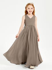 Chic Elegant Sleeveless Dresses for Junior Bridesmaids Taupe