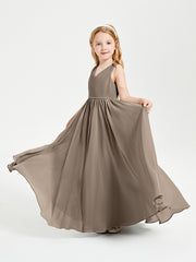 Chic Elegant Sleeveless Dresses for Junior Bridesmaids Taupe