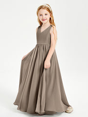 Chic Elegant Sleeveless Dresses for Junior Bridesmaids Taupe