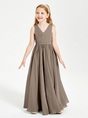 Chic Elegant Sleeveless Dresses for Junior Bridesmaids Taupe