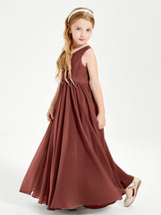 Chic Elegant Sleeveless Dresses for Junior Bridesmaids Terracotta