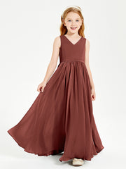 Chic Elegant Sleeveless Dresses for Junior Bridesmaids Terracotta