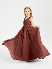 Chic Elegant Sleeveless Dresses for Junior Bridesmaids Terracotta