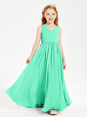 Chic Elegant Sleeveless Dresses for Junior Bridesmaids Turquoise