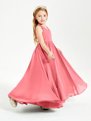 Chic Elegant Sleeveless Dresses for Junior Bridesmaids Watermelon