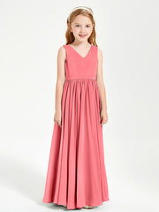 Chic Elegant Sleeveless Dresses for Junior Bridesmaids Watermelon