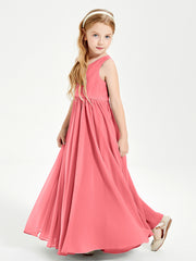 Chic Elegant Sleeveless Dresses for Junior Bridesmaids Watermelon