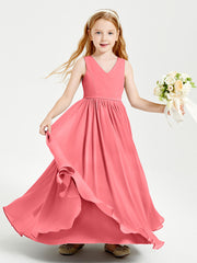 Chic Elegant Sleeveless Dresses for Junior Bridesmaids Watermelon