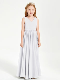 Chic Elegant Sleeveless Dresses for Junior Bridesmaids White