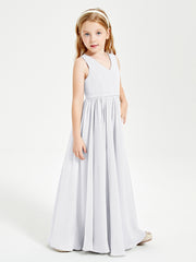 Chic Elegant Sleeveless Dresses for Junior Bridesmaids White