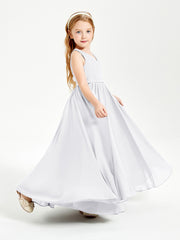 Chic Elegant Sleeveless Dresses for Junior Bridesmaids White