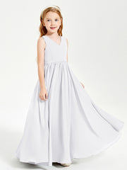 Chic Elegant Sleeveless Dresses for Junior Bridesmaids White