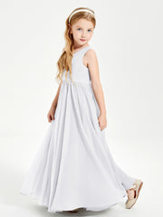 Chic Elegant Sleeveless Dresses for Junior Bridesmaids White