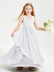 Chic Elegant Sleeveless Dresses for Junior Bridesmaids White