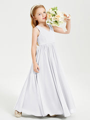 Chic Elegant Sleeveless Dresses for Junior Bridesmaids White