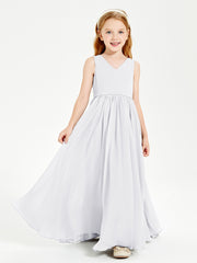 Chic Elegant Sleeveless Dresses for Junior Bridesmaids White