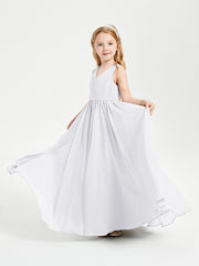 Chic Elegant Sleeveless Dresses for Junior Bridesmaids White