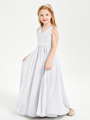 Chic Elegant Sleeveless Dresses for Junior Bridesmaids White